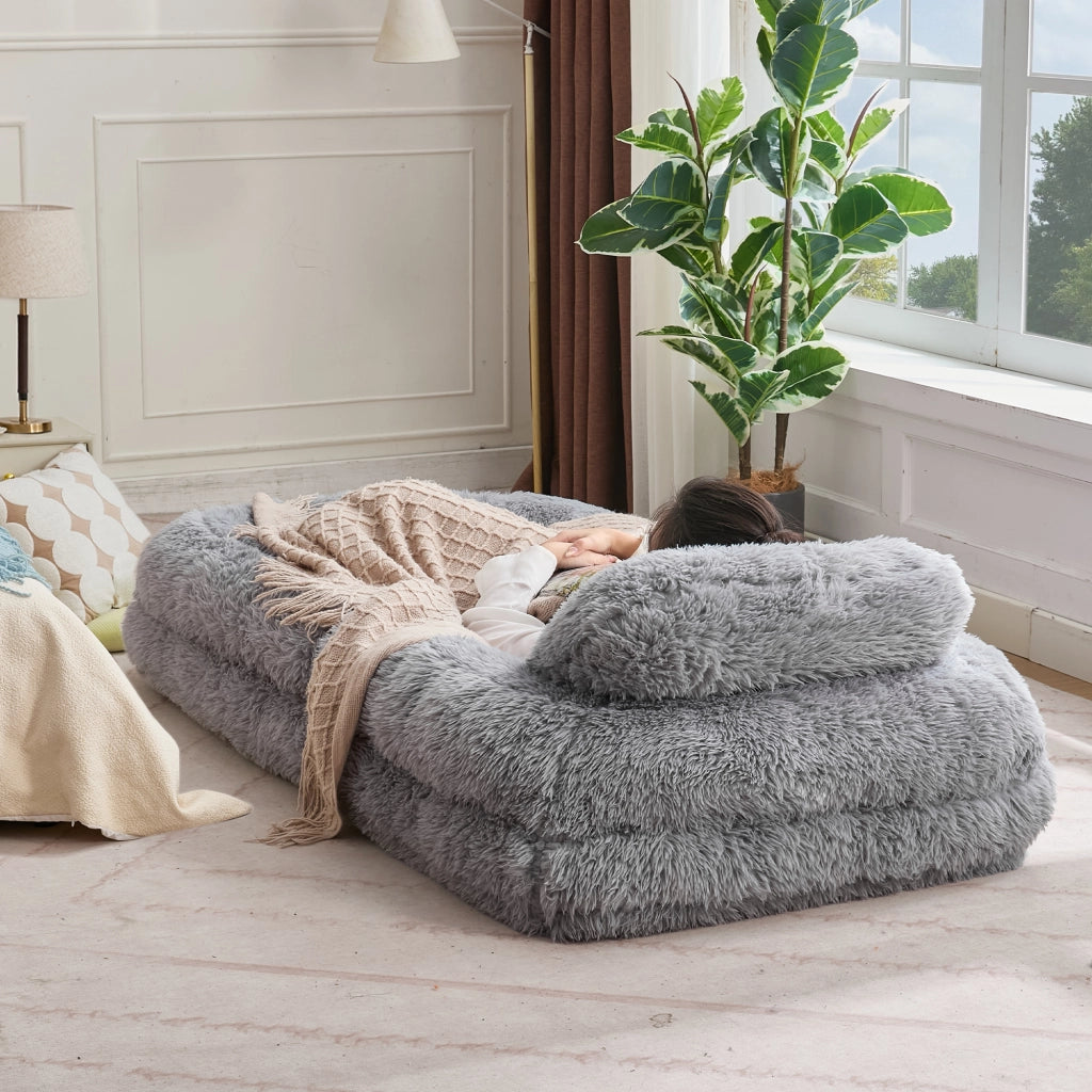 SOFA Letto da pavimento regolabile a 5 posizioni 102x89x88 cm Grigio Chiaro