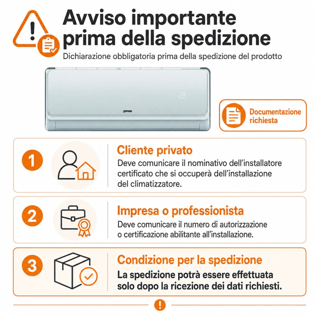 Condizionatore zephir mono 9000 btu zab9000 my26 std eer 3,25 cop 3,73 a++/a+