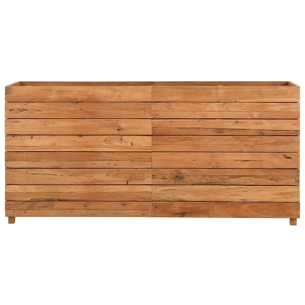 Fioriere | Cassetta per fiori | Letto Rialzato 150x40x72 cm Legno di Teak di Recupero e Acciaio