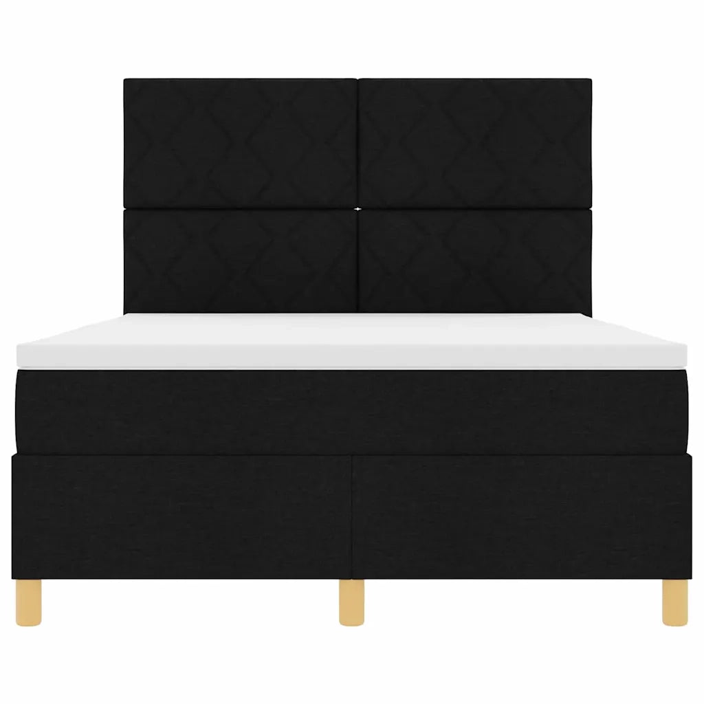 Letto a Sorgente LED con materasso Nero 140 x 200 cm Tessuto 3343182