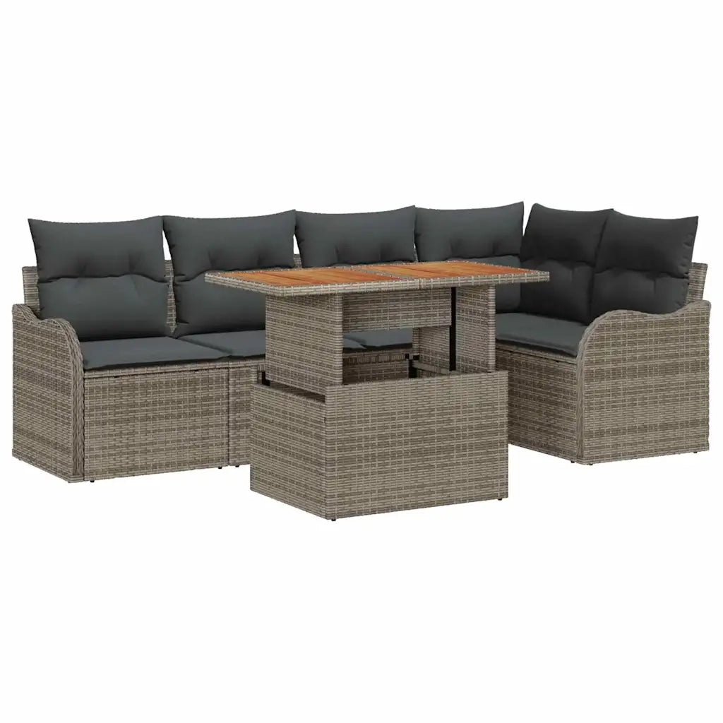 Set Divano da Giardino con cuscino 6 pcs Grigio polyrattan 3349460