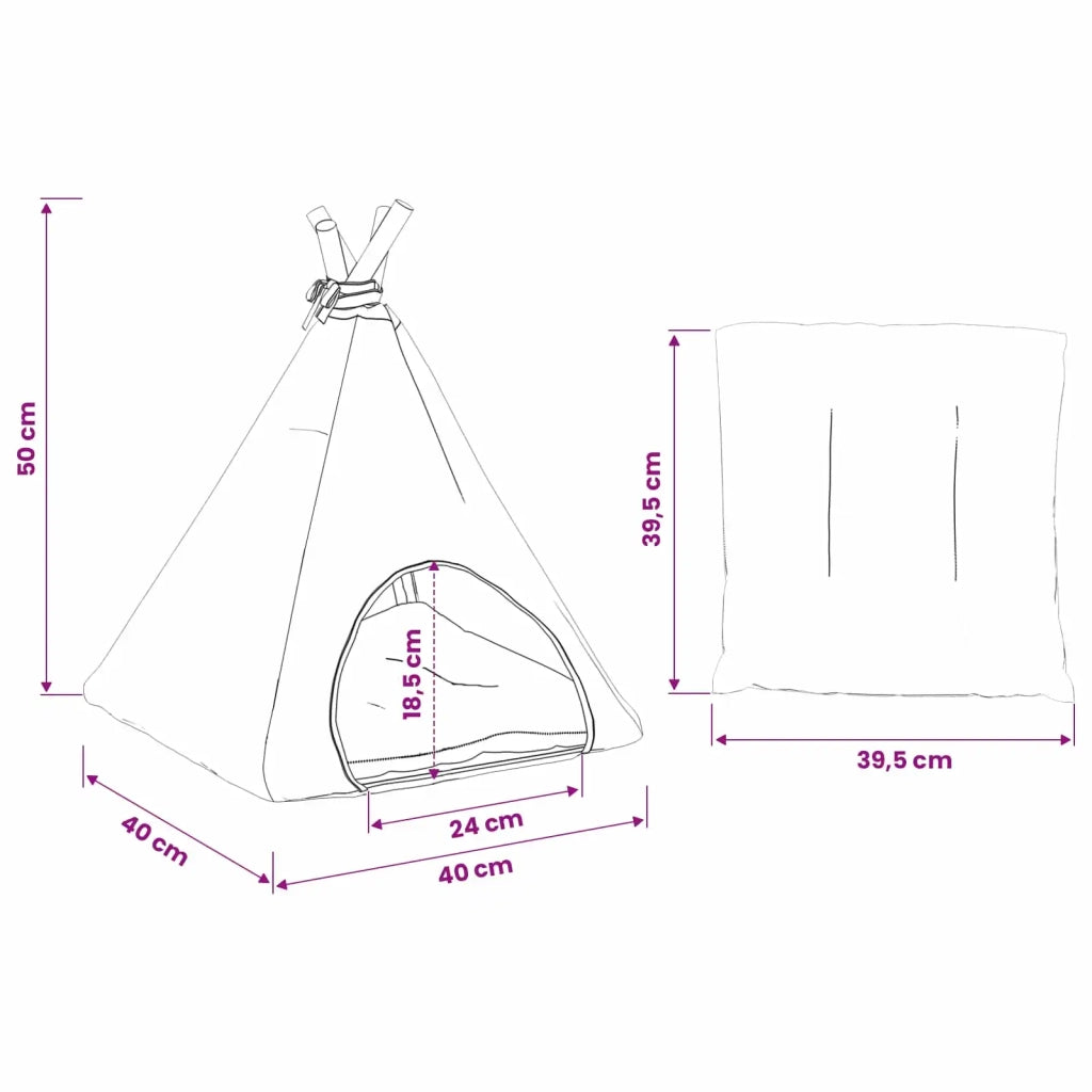 Tenda per animali con cuscino Bianco e Grigio 40 x 40 x 50 cm CFW6864551