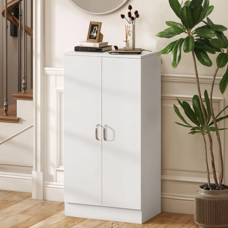Mobile portascarpe con ripiani regolabili, chiusura soft-close, 55 x 35 x 108 cm, bianco