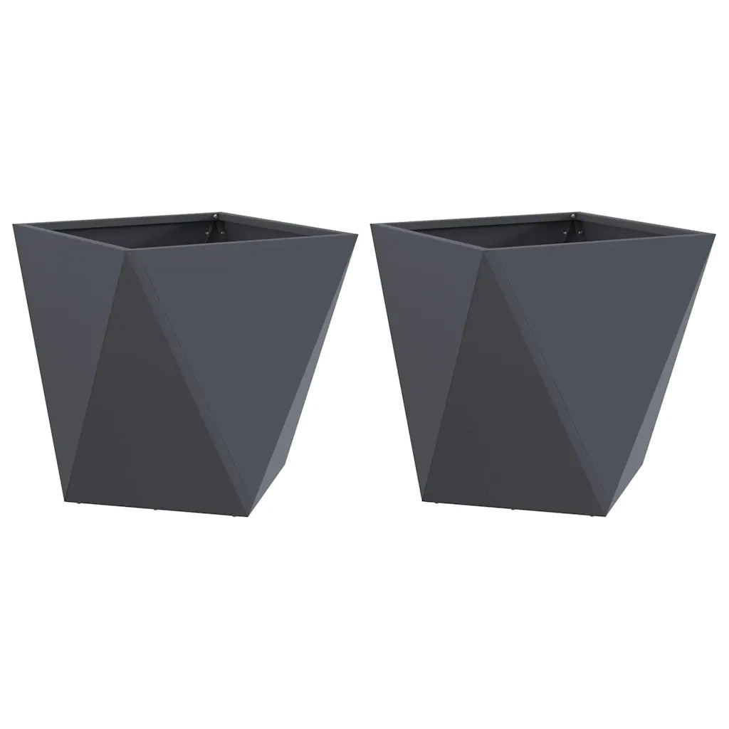 Set di 2 fioriere da terrazzo moderne da 50 x 50 x 50 cm con un elegante design per esterni in acciaio antracite 02_0053081
