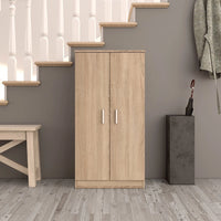 Mobile scarpiera H 108 rovere canadese in legno con 2 ante e 6 ripiani