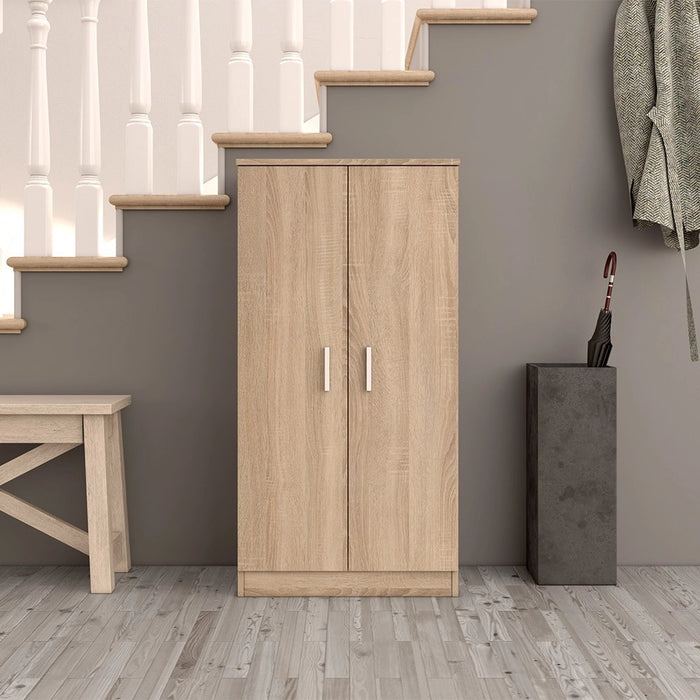 Mobile scarpiera H 108 rovere canadese in legno con 2 ante e 6 ripiani