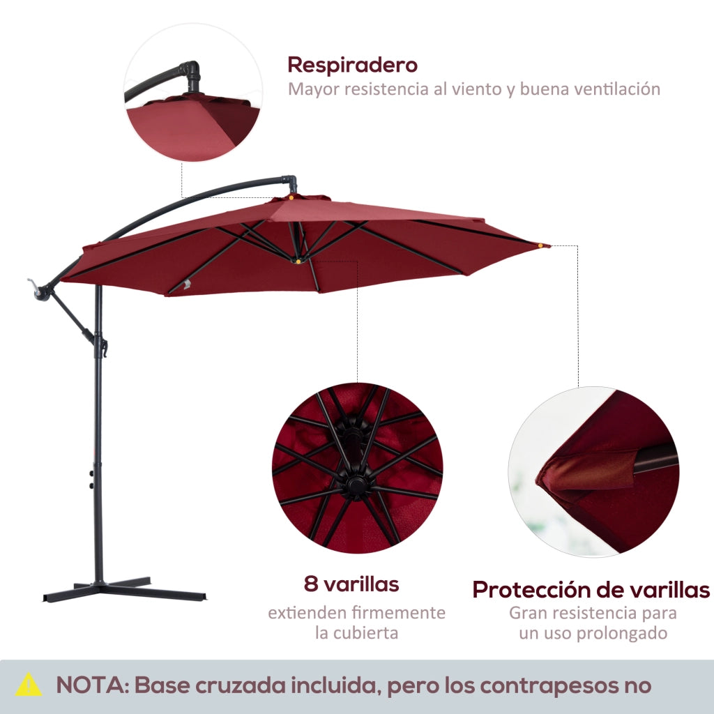 Ombrellone da Giardino Parasole Inclinabile ¨C Zephmum ¨C Grigio ?295 cm Base in Acciaio