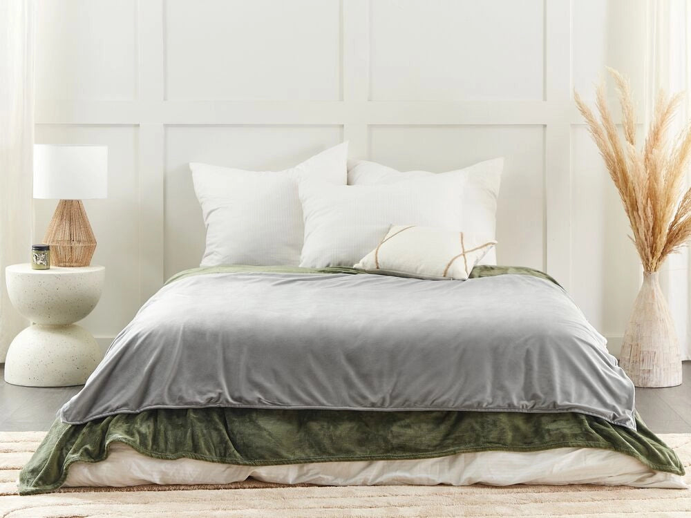 Copripiumino per coperta ponderata Grigio Tessuto poliestere 120 x 180 cm Motivo solido Design moderno Tessile camera da letto