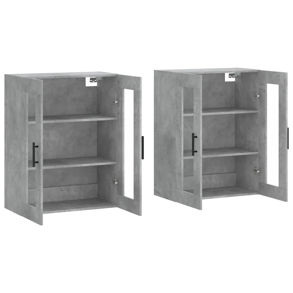 Armadietti a Parete 2 pz Grigio Cemento in Legno Multistrato 3197965