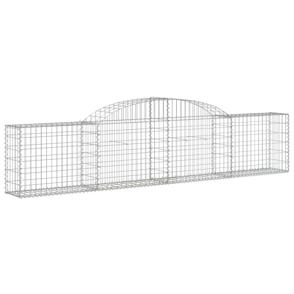 Cestini gabbioni recinzione a gabbia muro di contenimento ad arco 3 pezzi 300 x 30 x 60/80 cm ferro zincato argento 02_0040768