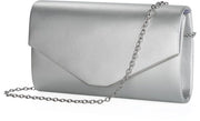 Borsa da sera in pelle elegante con chiusura con catena e cinturino rimovibile, per occasioni formali.