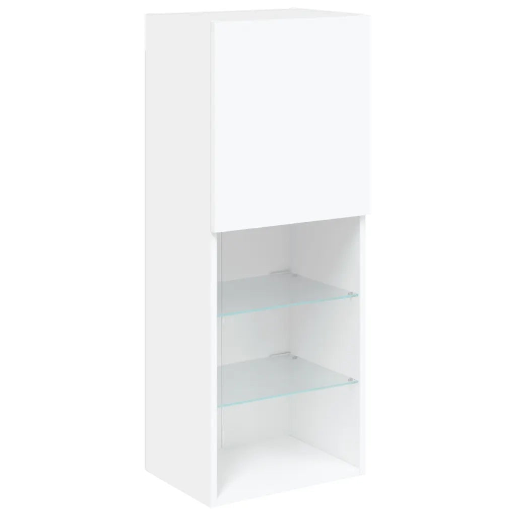 Mobili TV a Muro con LED 4pz Bianchi in Legno Multistrato 3216654