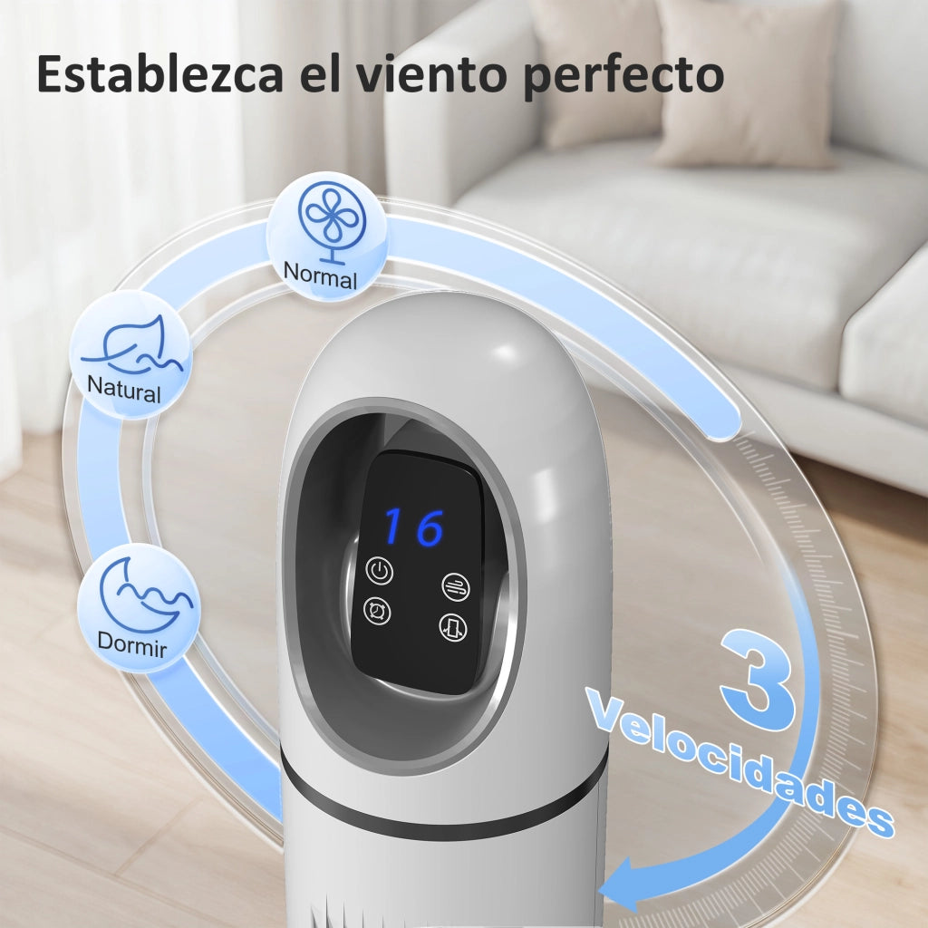 Ventilatore a Torre con Telecomando 3 Velocit¨¤ 3 Modalit¨¤ Timer 24H Oscillazione 70¡ã Display LED ¨C zephmum ¨C Bianco