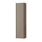 Colonna bagno sospesa H120 cm in legno tabacco e tortora con anta reversibile Smok