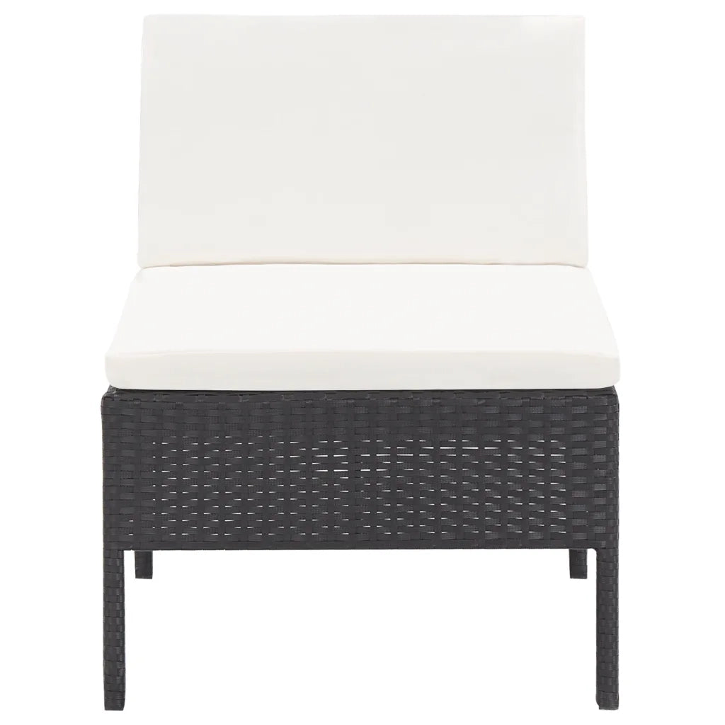 Set Divani da Giardino 3 pz con Cuscini in Polyrattan Nero 48960