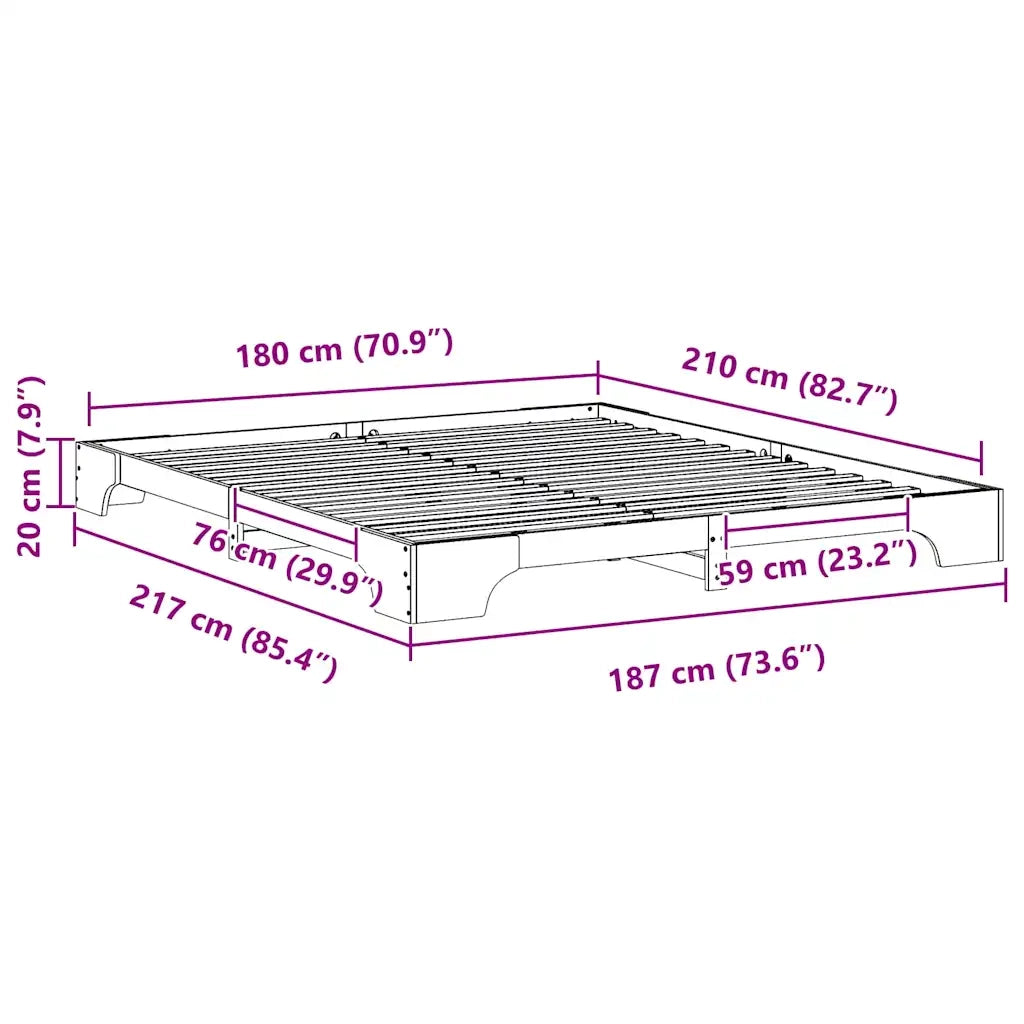 Struttura del letto Marrone 180 x 210 cm Pino massello 872905
