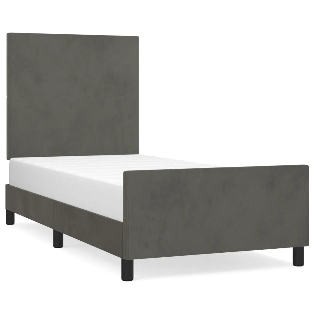 Giroletto senza Materasso Grigio Scuro 100x200 cm Velluto