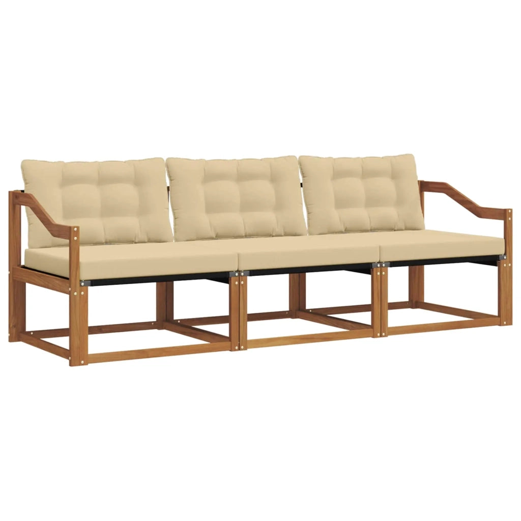 Set di divani da esterno con cuscino 3 pcs Naturale e Beige
