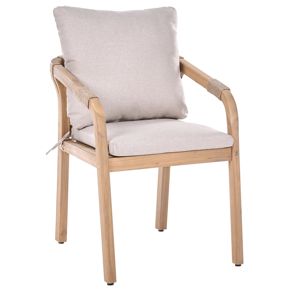 Set da pranzo da esterno composto da tavolo e 8 sedie in legno di acacia color marrone chiaro, con piano rettangolare in stile rustico da giardino