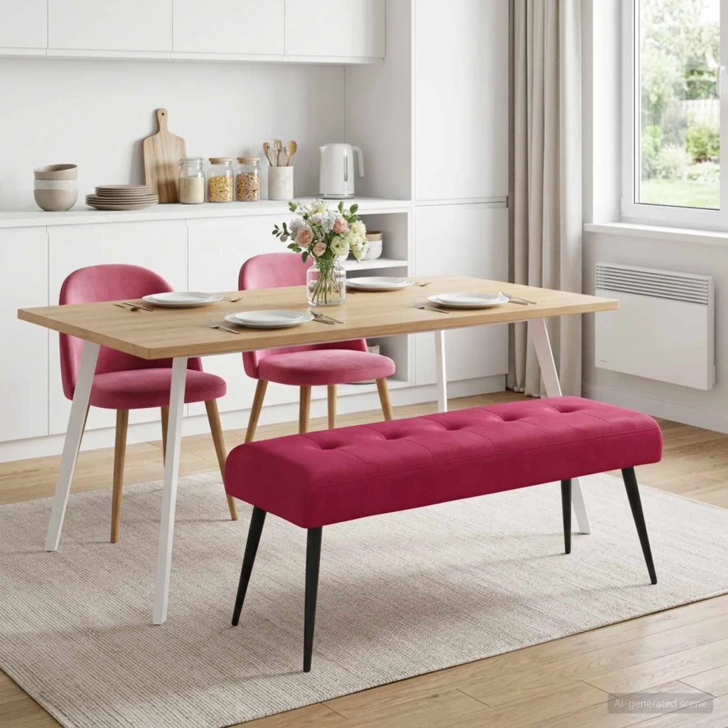 Panchina con bottoni imbottiti Rosso Vino 110 x 40 x 46 cm 42038534