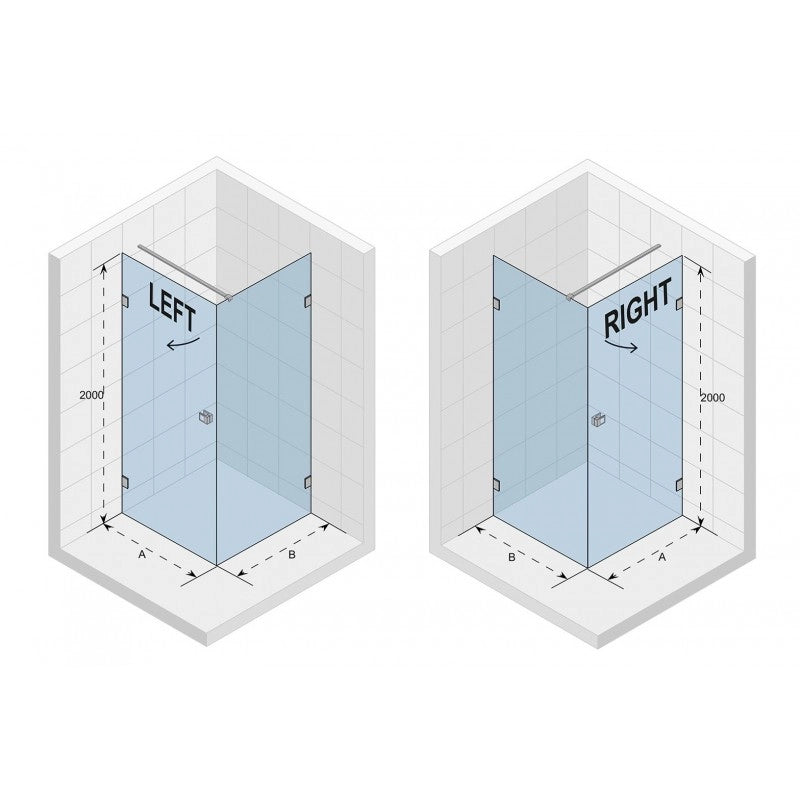 Box doccia angolare sinistro SCANDIC NXT 201 RIHO 100x100 x200cm con cerniera nera