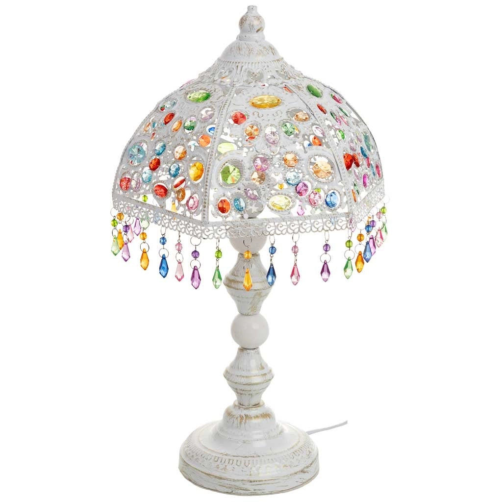 Lampada in metallo con perline in cristallo acrilico 29.5x25.5x51h cm