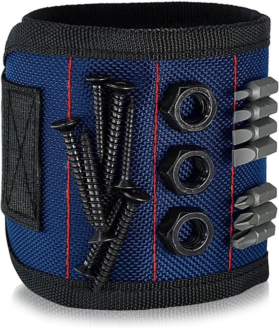 Cinturino di lavoro magnetico per uomini, ideale per l'immagazzinamento di viti, chiodi, punterelle e altri strumenti. Leggero e dotato di magneti potenti, perfetto per padri, mariti e appassionati di fai da te. Blu scuro