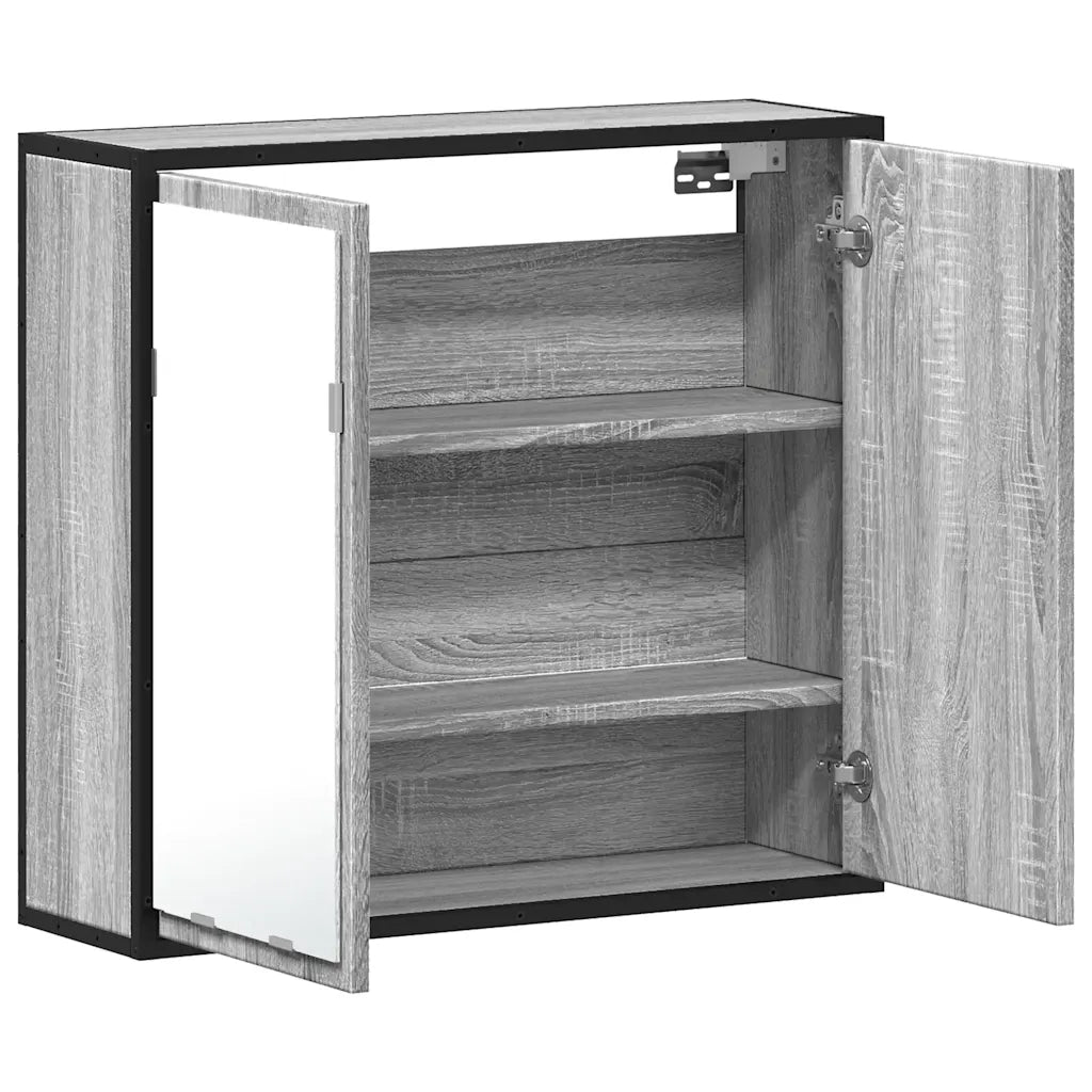 vidaXL Mobile Specchio da Bagno Grigio Sonoma 65x20x60 cm Multistrato