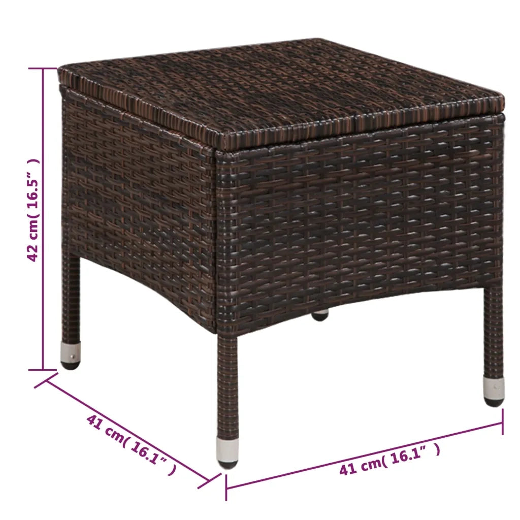 Sedia da Esterno con Sgabello e Cuscini in Polyrattan Marrone 44090