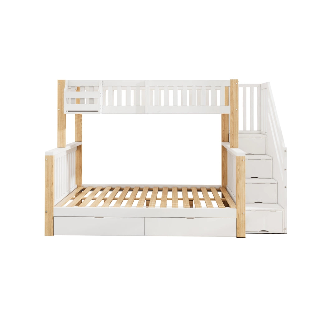 LETTO A CASTELLO Multifunzionale 140x200 cm Legno Bianco e Naturale