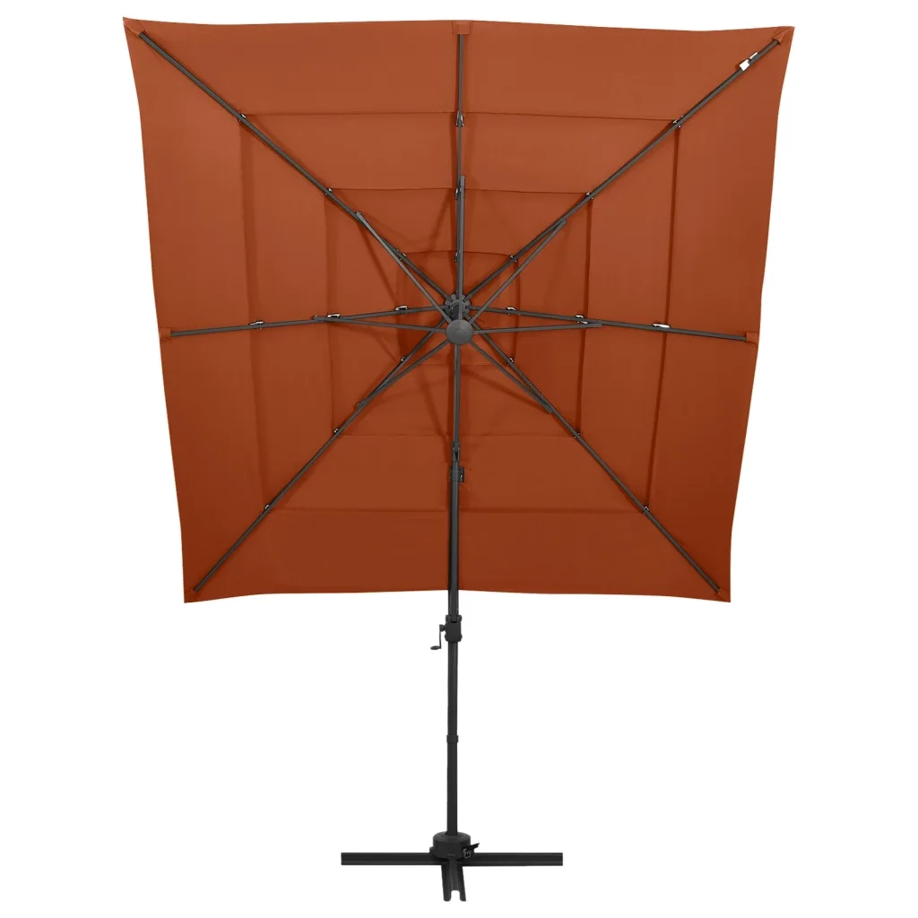 Ombrellone a 4 Livelli Palo in Alluminio-Ombrello da giardino 250x250 cm Terracotta