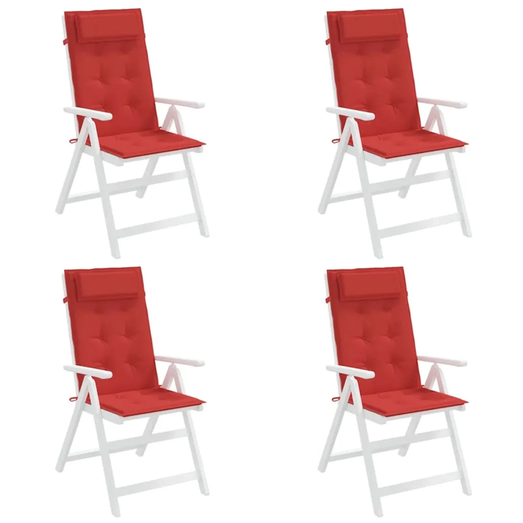 Cuscini per Sedia con Schienale Alto 4 pz Rosso Tessuto Oxford 361893