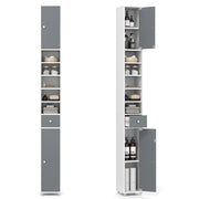 Mobile colonna da bagno con 2 ante 1 cassetto e 5 ripiani regolabili-Colonna bagno da terra salvaspazio Grigio e Bianco