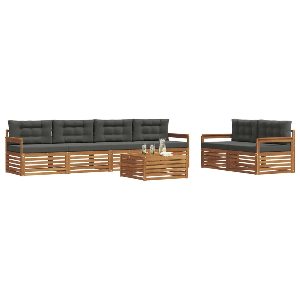 Set di divani da esterno con cuscino 7 pcs Naturale e Antracite 3373047