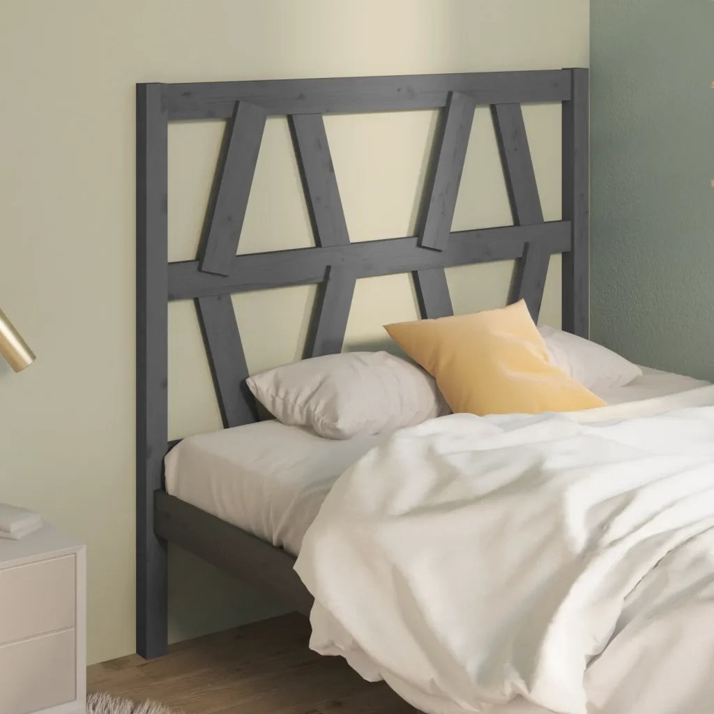 Testiera | Testata per Letto Grigia 106x4x100cm in Legno Massello di Pino