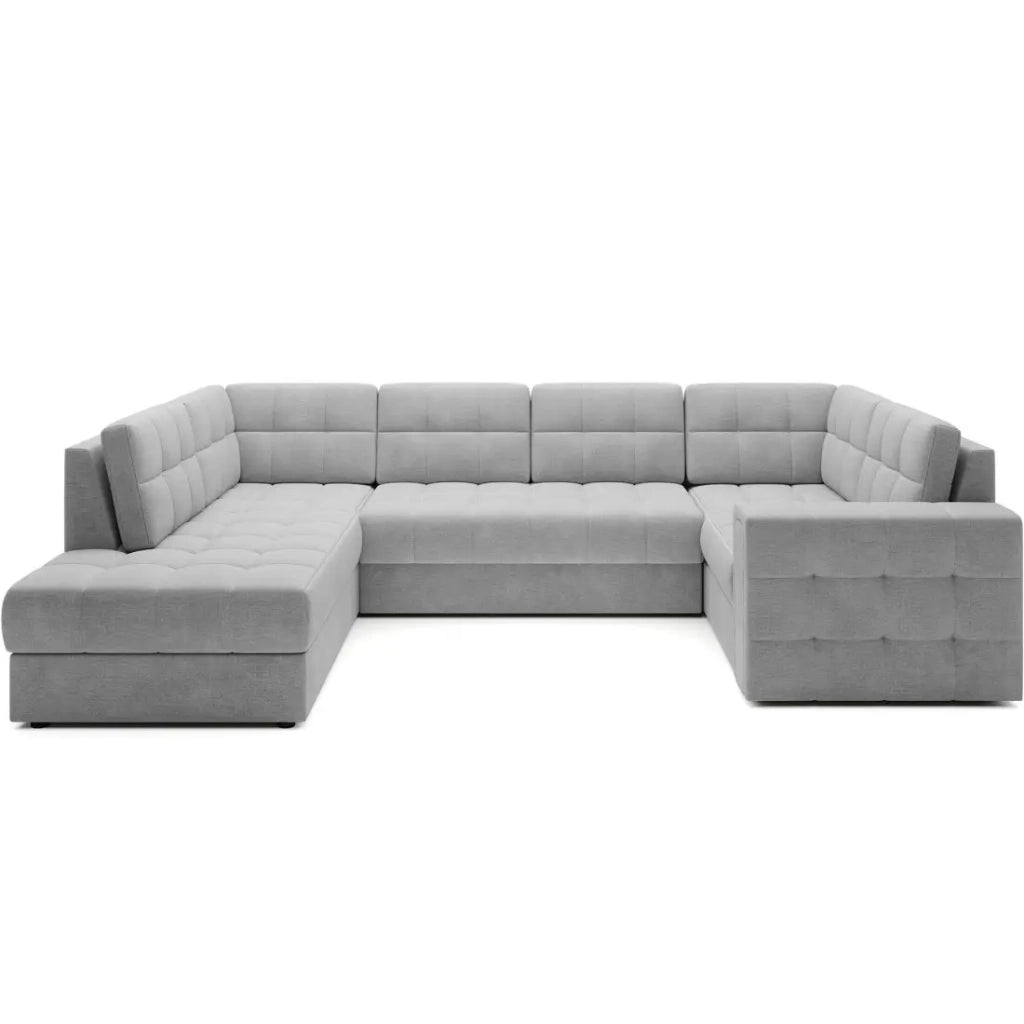 Divano angolare convertibile MONTEZA grigio sinistro 299 cm con contenitore e letto