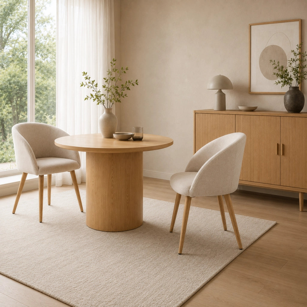 Set di 2 sedie da pranzo 55x56x74 cm imbottite con struttura in metallo beige