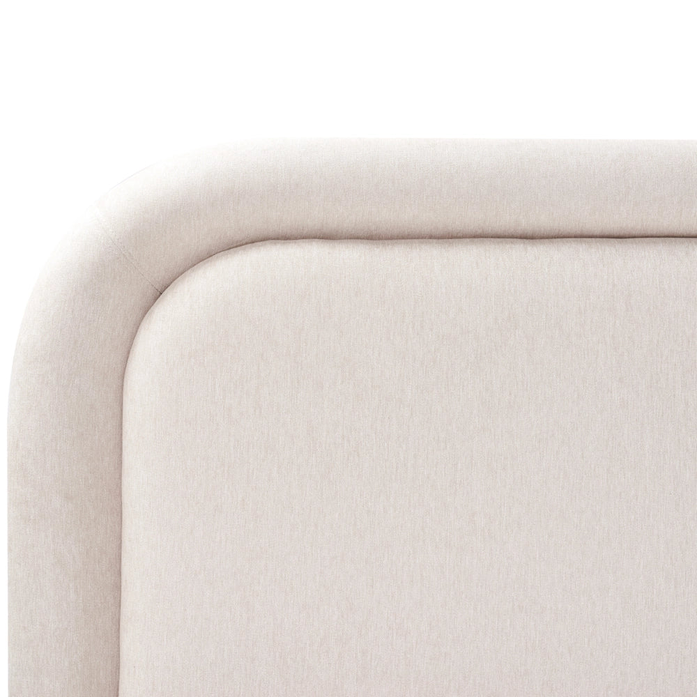 Letto ad acqua imbottito in tessuto con gambe nere con testata e rete beige chiaro mobili da camera 180 x 200 cm