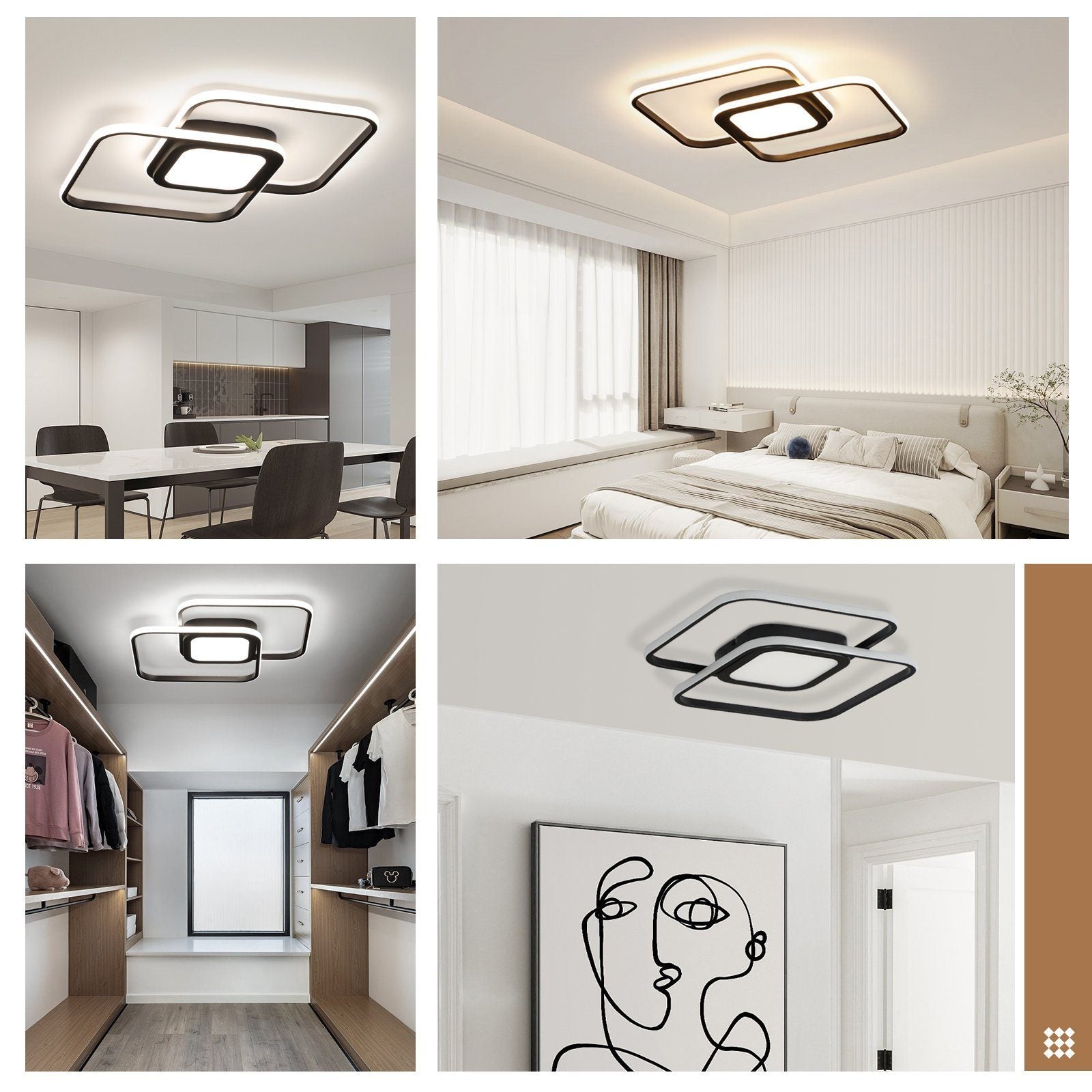ZMH Lampada da soffitto LED dimmerabile 48W con telecomando per corridoio