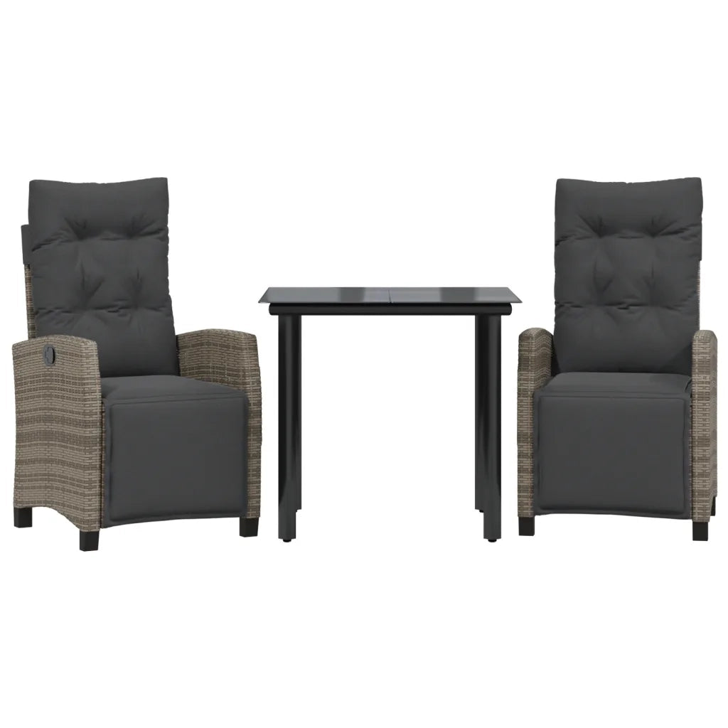 Set da Pranzo da Giardino 3 pz con Cuscini in Polyrattan Grigio 3212995