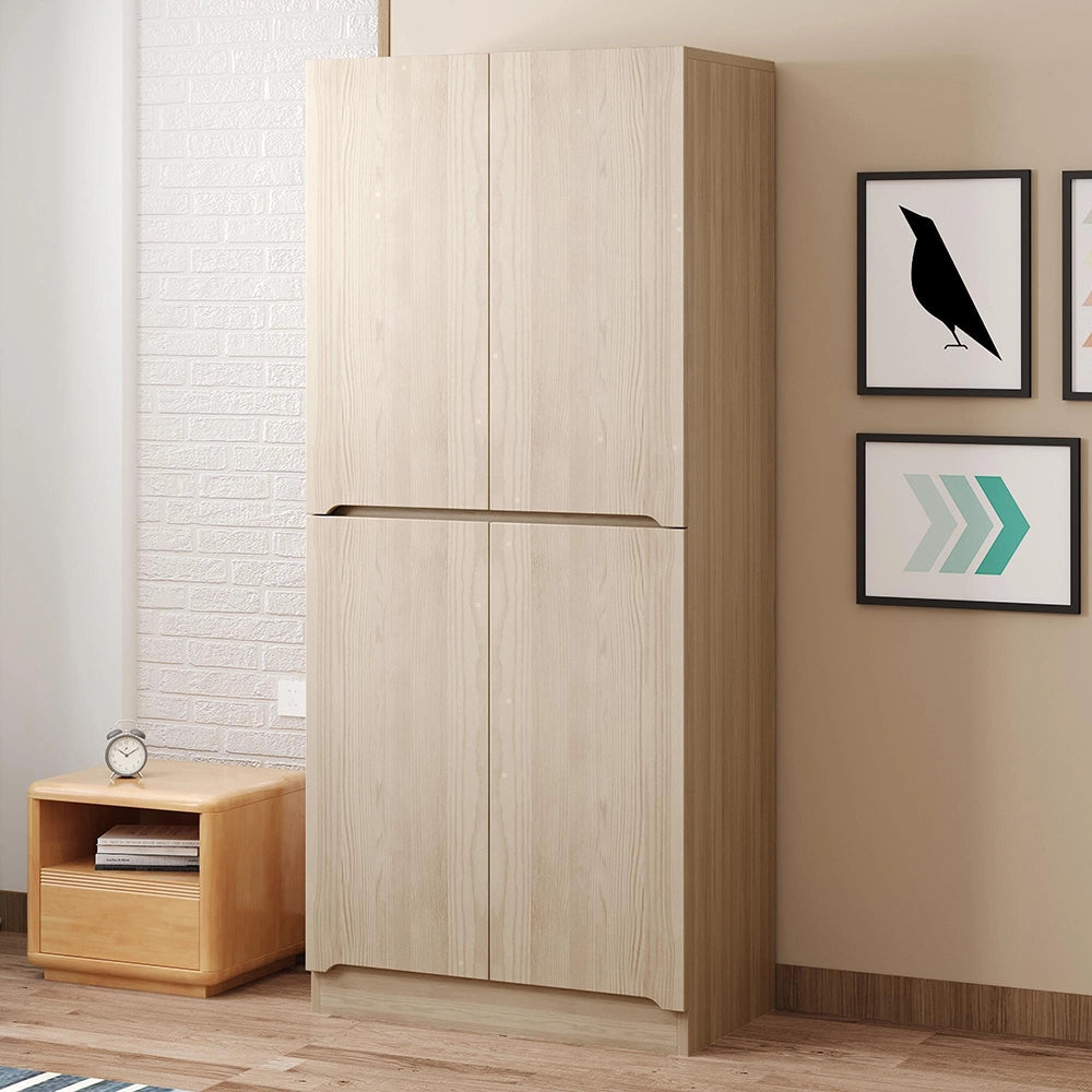 Armadio 2 ante 70x40x170 cm - Xylo - con piccolo ripiano, colore legno naturale