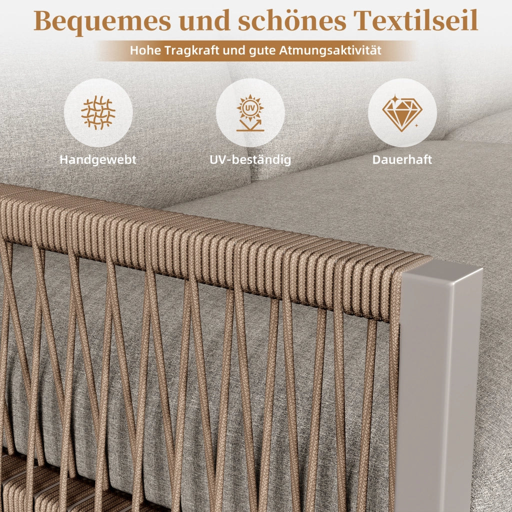 Set Divano Angolare da Giardino 6-7 Posti con Cuscini ¨C MINIMAL ¨C Beige, Metallo