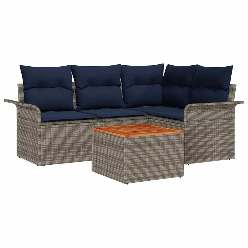 Set Divano da Giardino con cuscino 5 pcs Grigio polyrattan 3347325