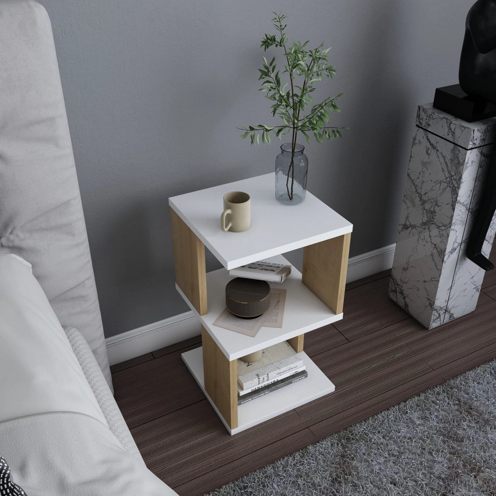 Comodino in legno "Carter" - 30 x 30 x 49 cm - Bianco