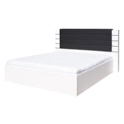 Letto LINA bianco e nero lucido 180 cm con rete a doghe e testiera in similpelle nera