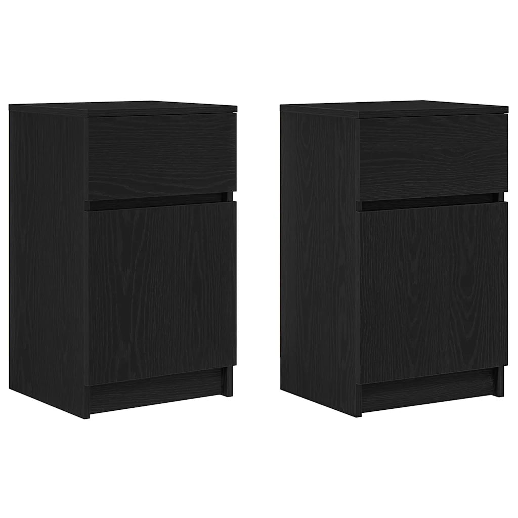 Comodini 2 pz-Set di 2 Tavolino da notte Neri 39x35x65 cm in Legno Multistrato