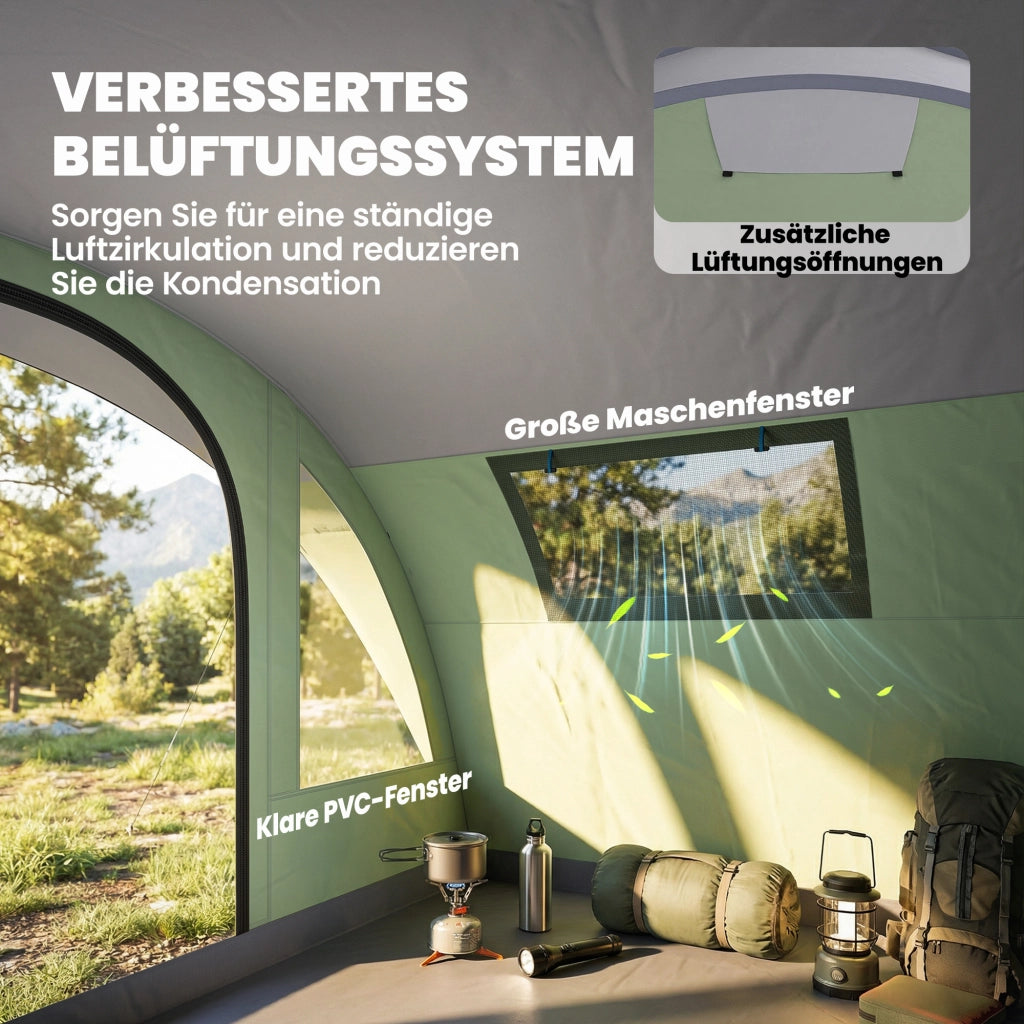 Tenda da campeggio 5 persone 2 cabine ¨C zephmum ¨C grigio 300x300x300 cm