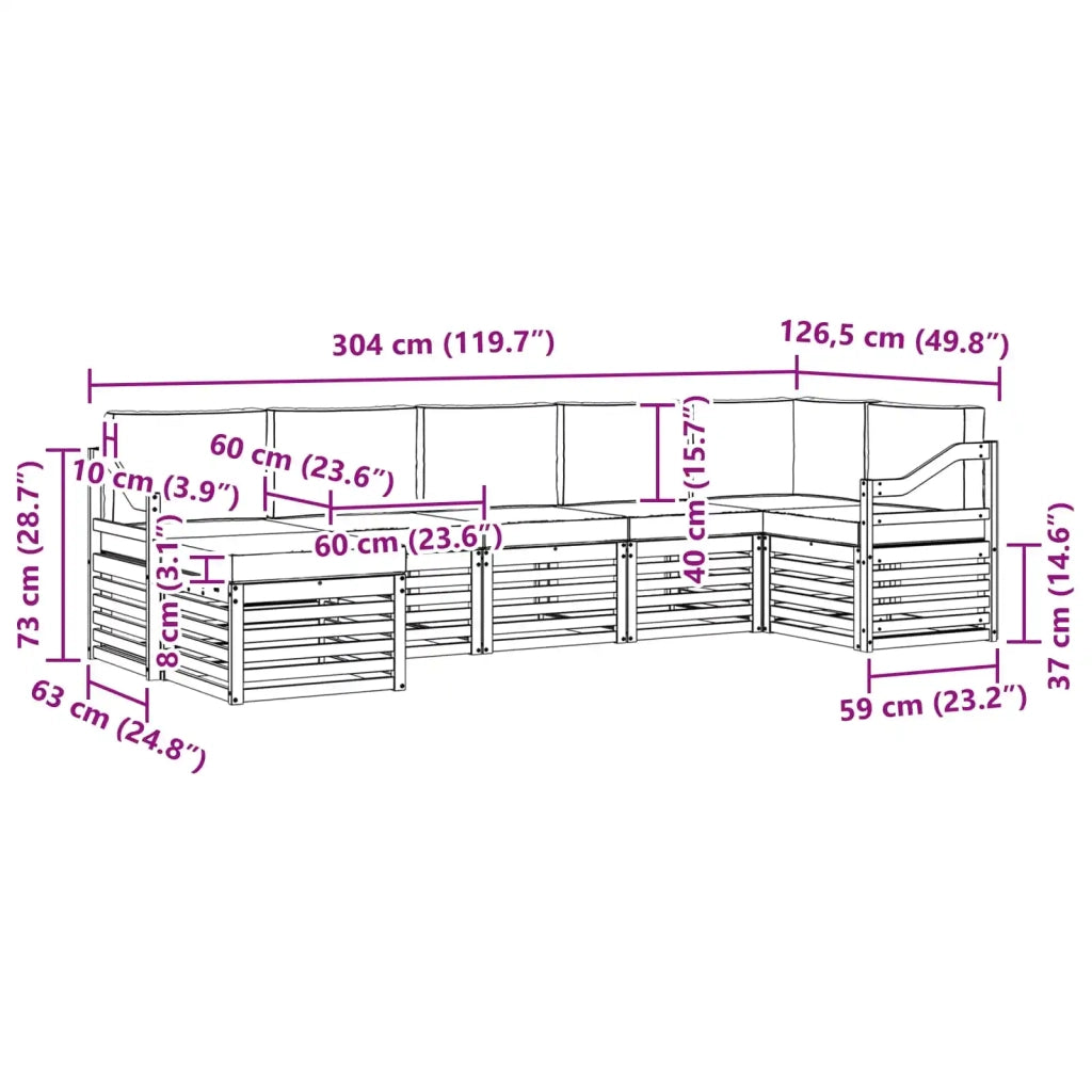 Set divano sezionale con cuscino 7 pcs Naturale e Antracite 3375187