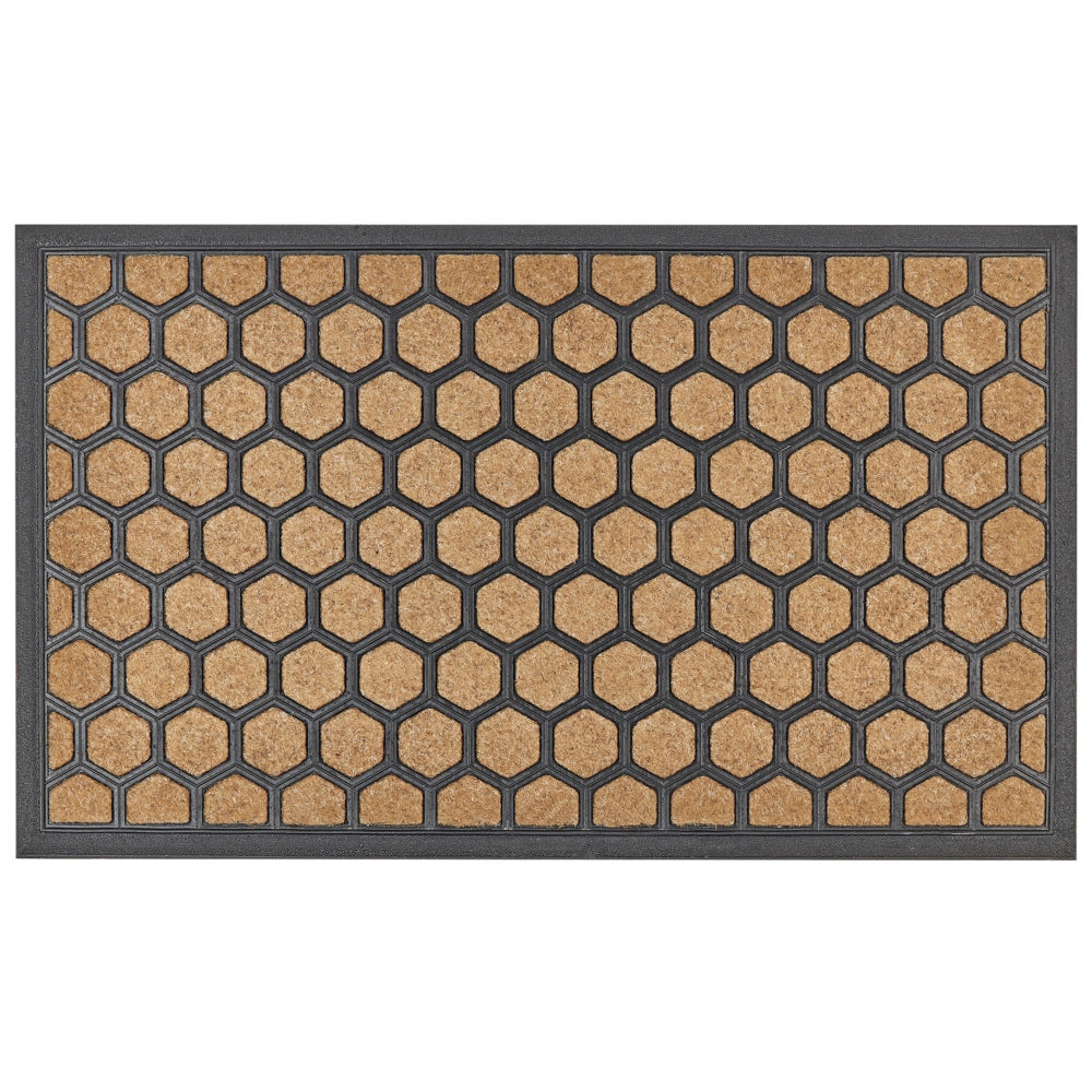 Zerbino in poliestere naturale con fondo in gomma nera antiscivolo 45 x 75 cm Stampa pettine di miele Decorazione moderna per interni
