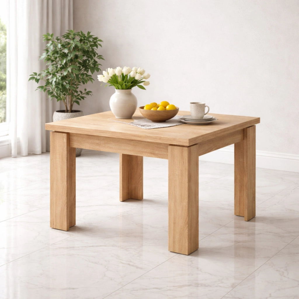 Tavolo Allungabile Moderno Da 4 A 8 Persone Con Gambe Spesse Design Minimal Meccanismo Centrale Estensibile Ideale Per Cucina Sala Da Pranzo 90 X 90 180 X 90 Cm Rovere